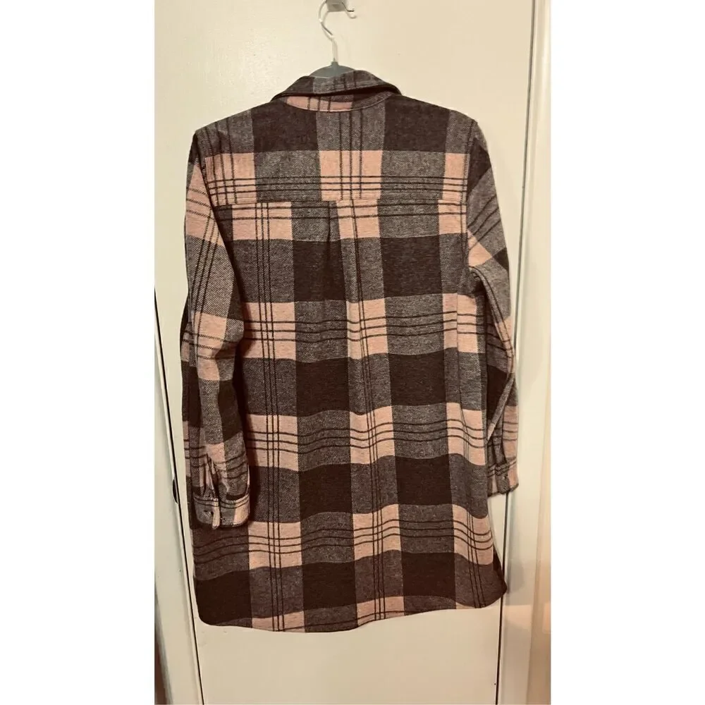 Beach Lunch Lounge Pink Gray Flannel Pocketed Top Size L - Picture 9 of 9